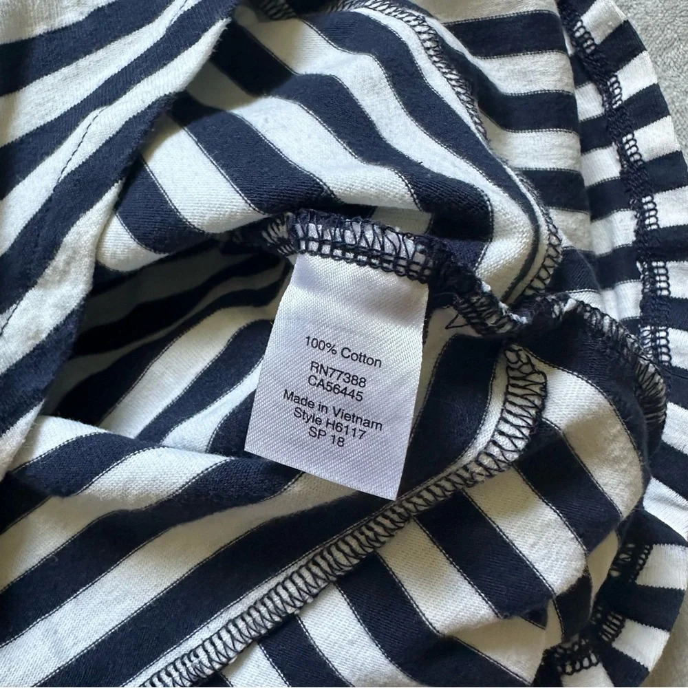 J. Crew Striped Peplum Top Navy Blue/ White Size M - Picture 4 of 7